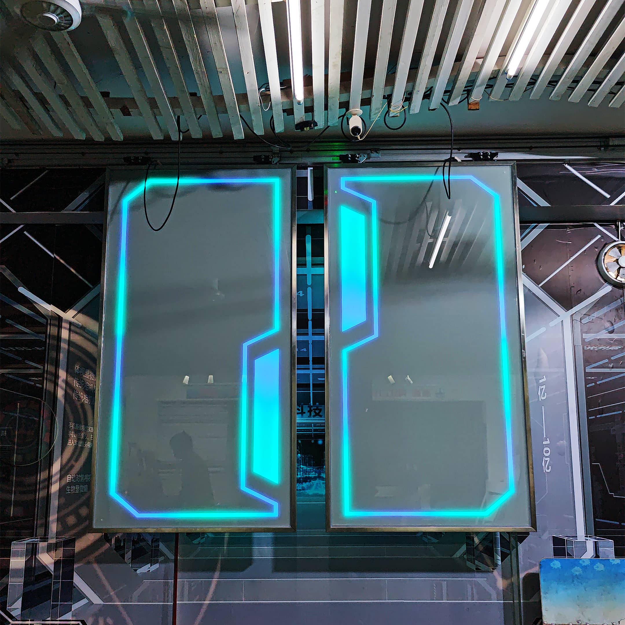 网红门定制 炫酷掌纹灯光感应门