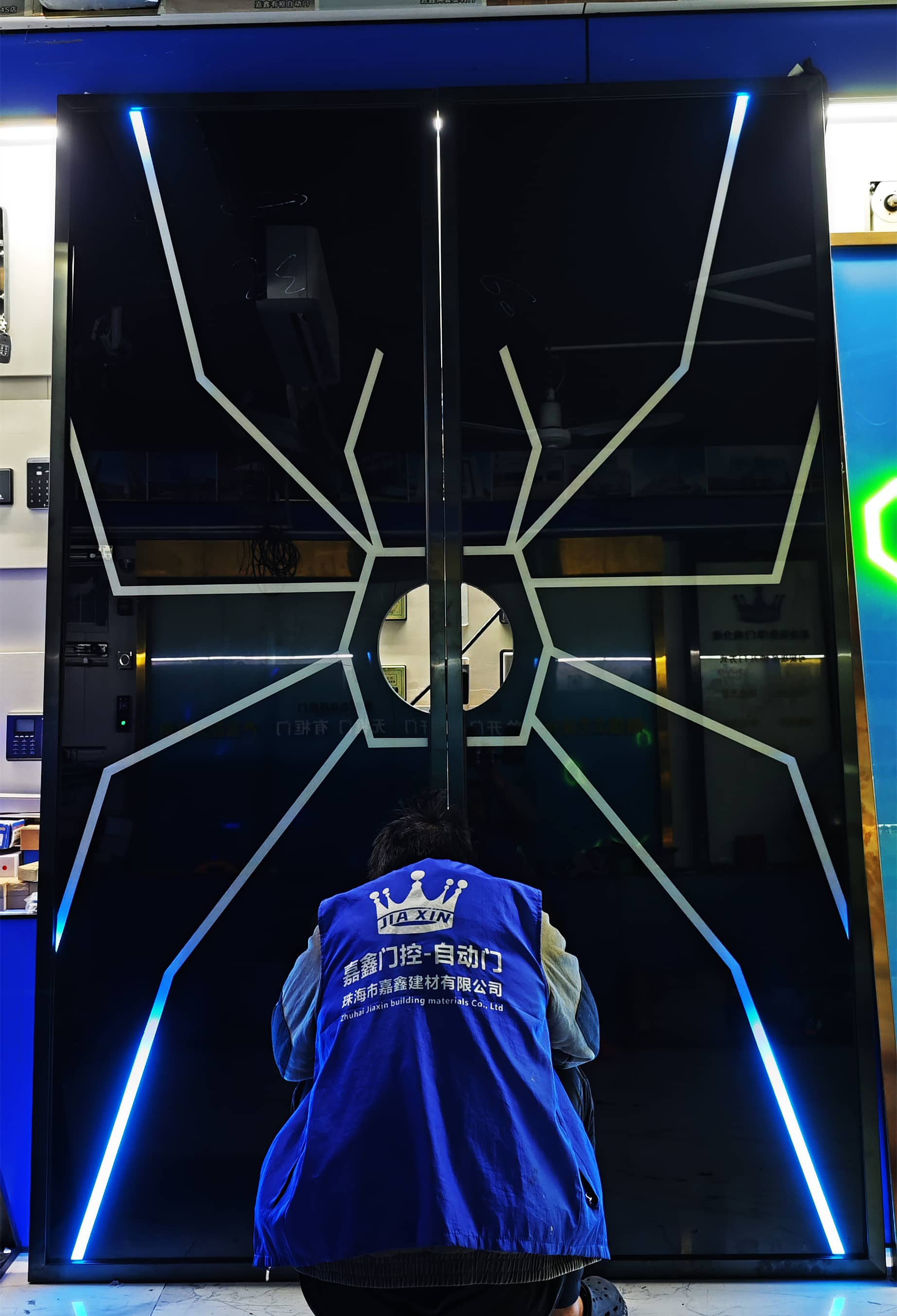 网红门生产 电竞馆网红手掌玻璃门